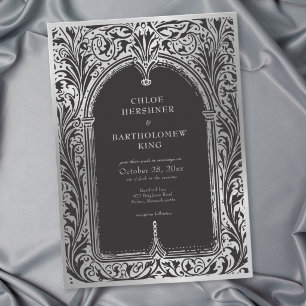 Gothic Black Silver Mediaeval Wedding Invitation