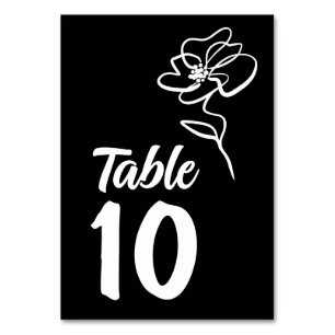 Gothic Black Simple Floral Table Number