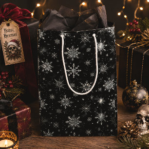 Gothic Black Snowflakes Spooky Christmas Medium Gift Bag