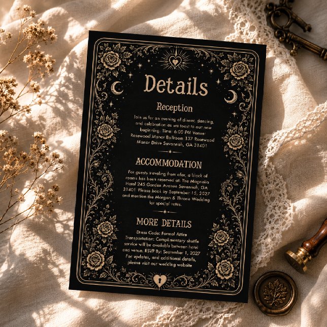 Gothic Black Spooky Tarot Wedding Details Enclosure Card (Creator Uploaded)
