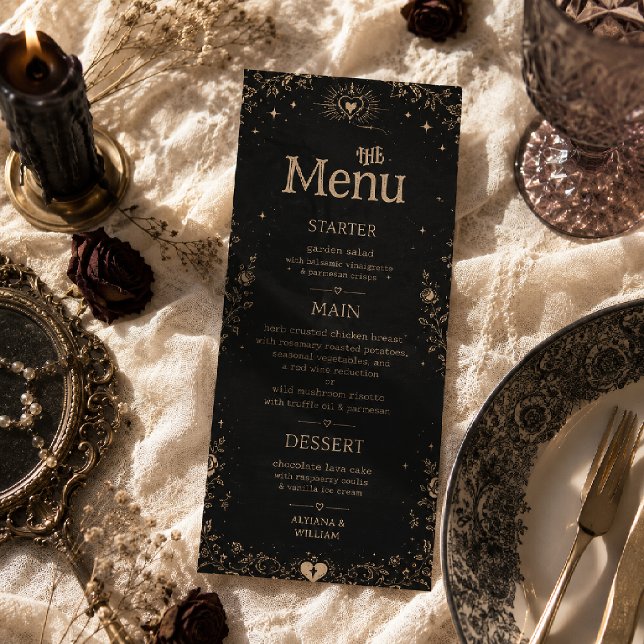 Gothic Black Spooky Tarot Wedding Menu (Creator Uploaded)