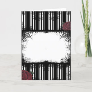 Gothic Black Stripe Roses Card