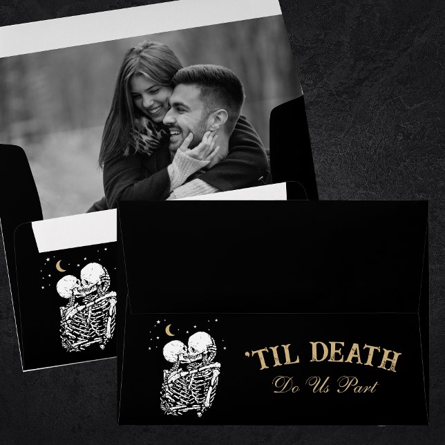 Gothic Black Tarot Card Lovers Wedding Invitation Envelope (Creator Uploaded)