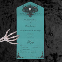 Gothic Black & Teal Halloween Filigree No Dinner