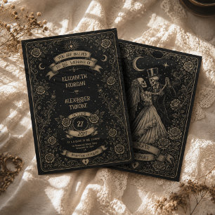 Gothic Black Till Death Do Us Part Tarot Wedding  Invitation