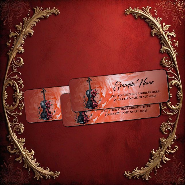 Gothic black violin with red roses (Creator Uploaded)