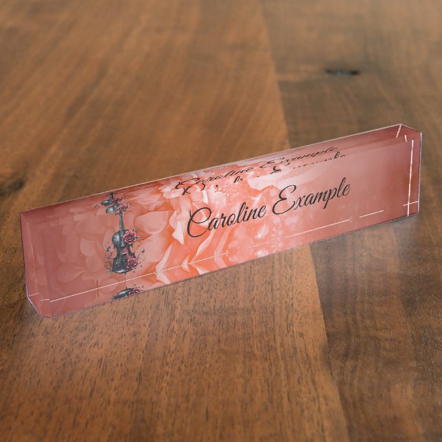 Gothic black violin with red roses nameplate (Side)