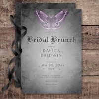 Gothic Black Watercolor Purple Moth Bridal Brunch