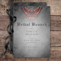 Gothic Black Watercolor Red Moth Bridal Brunch