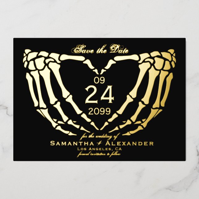 Gothic Black Wedding Save the Date Till Death (Front)