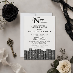 Gothic Black & White A New Chapter Bridal Shower  Invitation