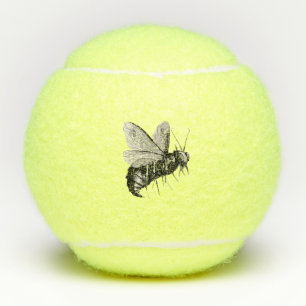 Gothic Black White Bee Skull Crossbones on Wings Tennis Balls