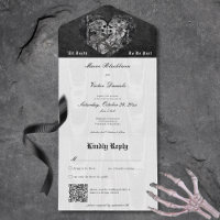 Gothic Black & White Skeleton Couple QR Code