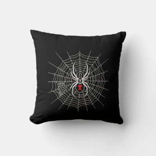 Gothic Black Widow Spider Heart Web Vintage Aesthe Cushion