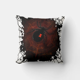 Gothic Black Widow Spider Paint Splatter Web Home Cushion