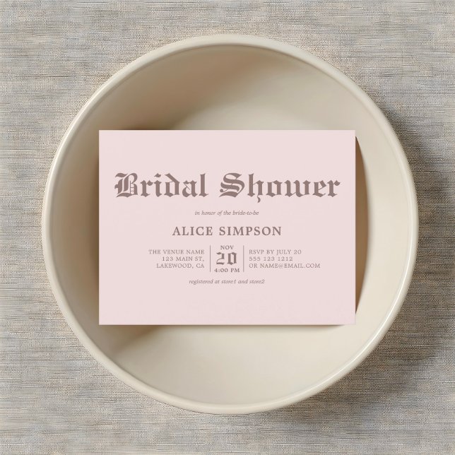 Gothic Blackletter Beige Bridal Shower Postcard (Creator Uploaded)