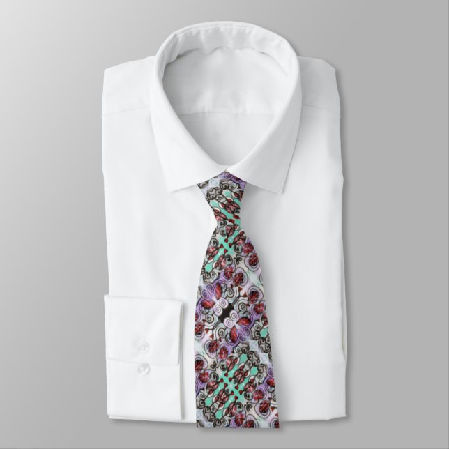 Gothic Bleeding Hearts Watercolor Design  Tie (Tied)