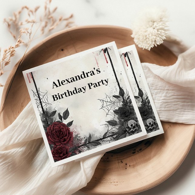 Gothic Blood Roses Birthday Napkin (Creator Uploaded)