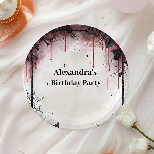 Gothic Blood Roses Birthday Paper Plate (Creator Uploaded)