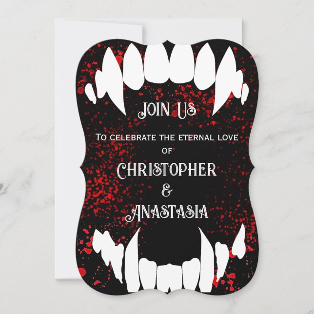 Gothic Blood Spatter Vampire Wedding Invitations  (Front)