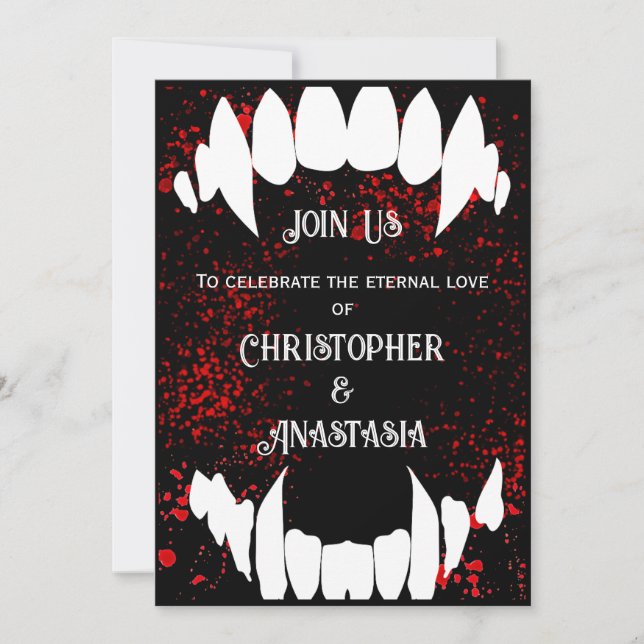 Gothic Blood Spatter Vampire Wedding Invitations  (Front)