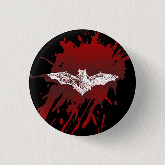 GOTHIC BLOODY BAT VAMPIRE 3 CM ROUND BADGE (Front)