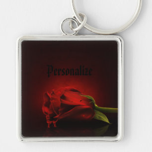 Gothic Bloody Red Rose Personalised Key Chain