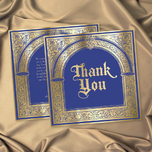 Gothic Blue Gold Mediaeval Until Death Thank You Card