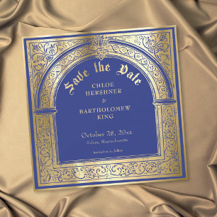 Gothic Blue Gold Mediaeval Wedding Save The Date