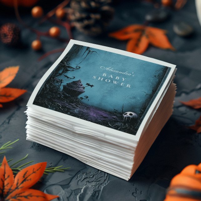 Gothic Blue Halloween Baby Shower Napkin (Creator Uploaded)