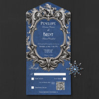 Gothic Blue Moody Victorian Frame QR Code