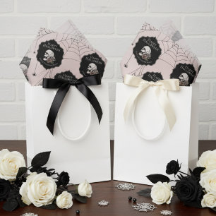 Gothic Blush Pink Floral Skull Halloween Tissue Paper