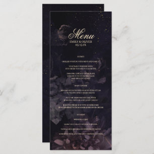 Gothic Boho Purple Floral Watercolor Wedding Menu