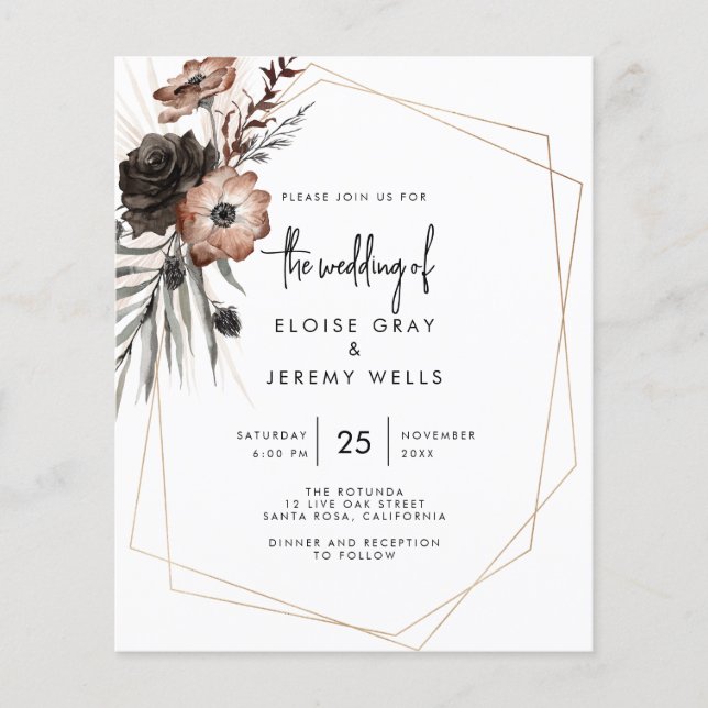 Gothic Boho Wedding Invitation (Front)