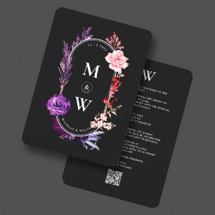 Gothic Boho Wedding Purple Pink Floral Elegant Invitation