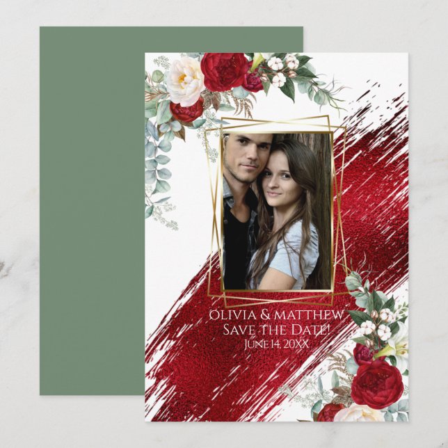 Gothic Bold Crimson Paint Stroke Invitation (Front/Back)