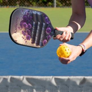 Gothic Book Purple Floral Pickleball Paddle