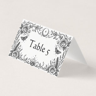 Gothic Botanical Black and White Wedding Table