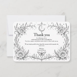 Gothic Botanical Thank You Card Black and White