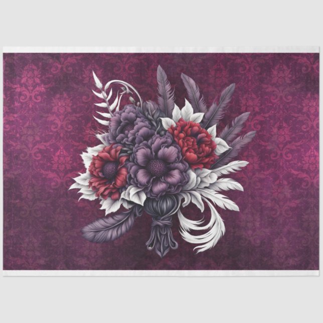 Gothic Bouquet & Damask 18b Decoupage  Tissue Paper (Front)
