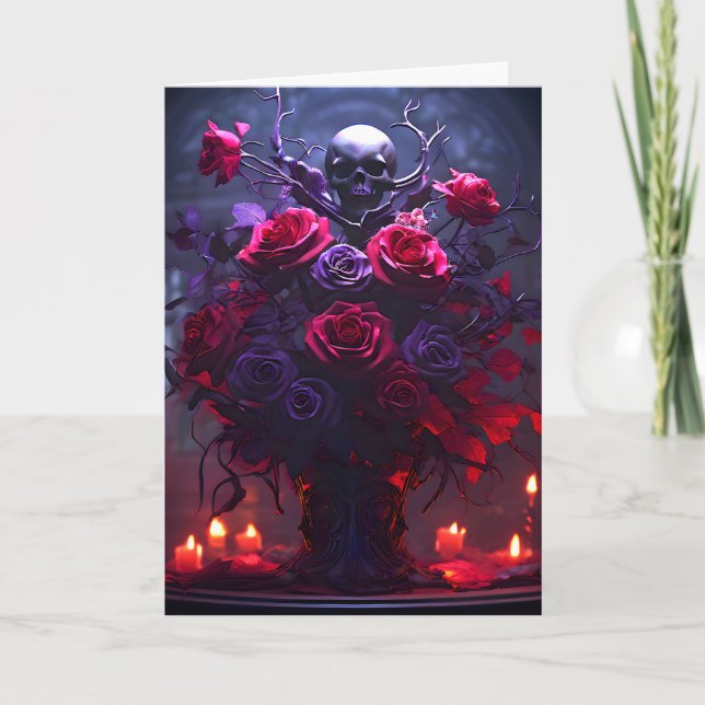 Gothic Bouquet Skull and Candles Card (Front)