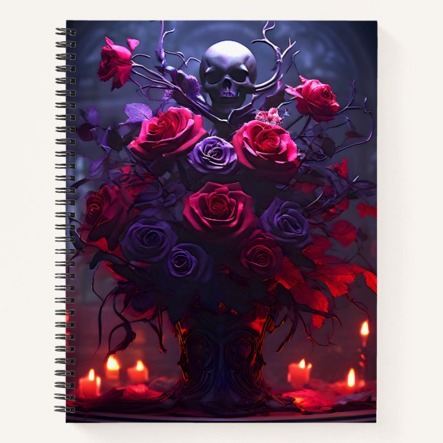 Gothic Bouquet Skull and Candles Notebook (Front)