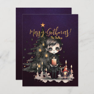 Gothic Boy Christmas Tree Xmas Holiday Card