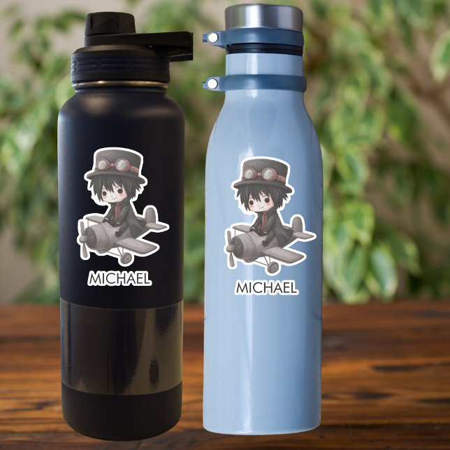 Gothic Boy Pilot flies Airplane Personalized Anime (Creator Uploaded)