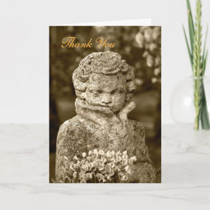 Gothic Boy Statue with Real Spring Posy, Thank You