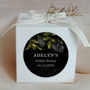 Gothic Bridal Shower Black Roses Classic Round Sticker