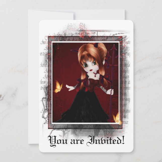 Gothic Bridal Shower Invitation Little Devil 3 (Front)