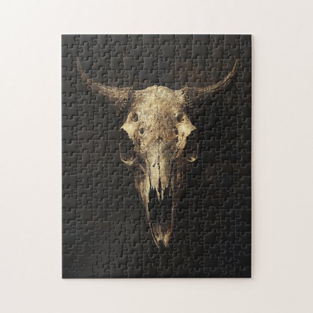 Gothic Bull Skull Decoupage Jigsaw Puzzle (Vertical)