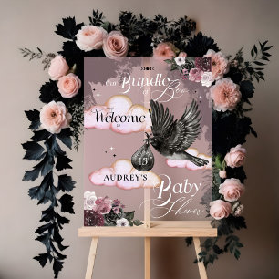 Gothic Bundle of Boo Raven Baby Shower Welcome Acrylic Sign