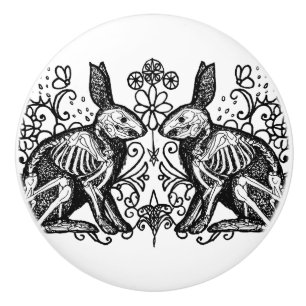 Gothic Bunny Rabbit Anatomy Ceramic Knob
